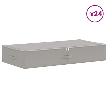 vidaXL Storage Box 24 pcs Non-woven fabric 90 x 48 x 15 cm 64.8 L Grey