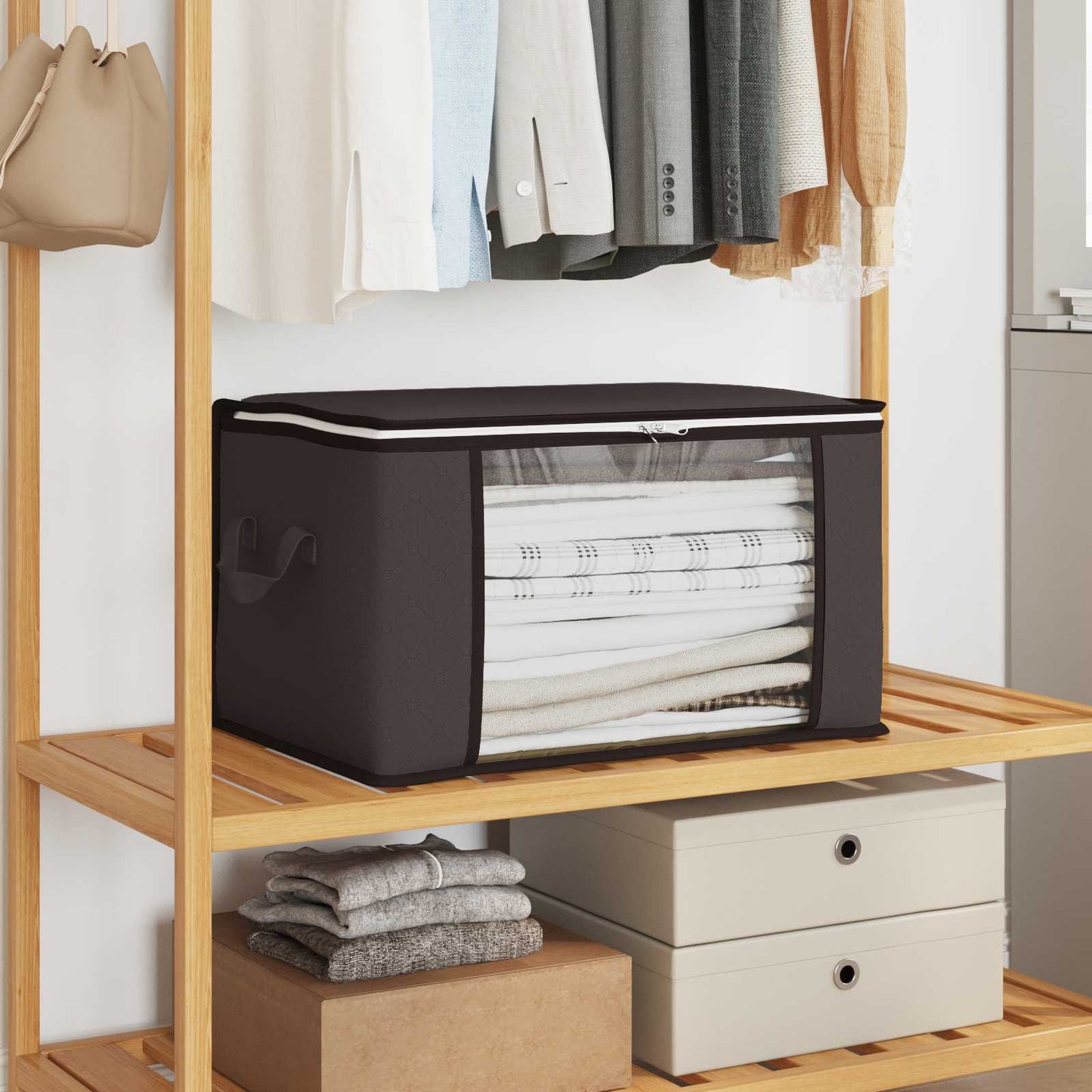 vidaXL Storage Box with Transparent Side Window Anthracite