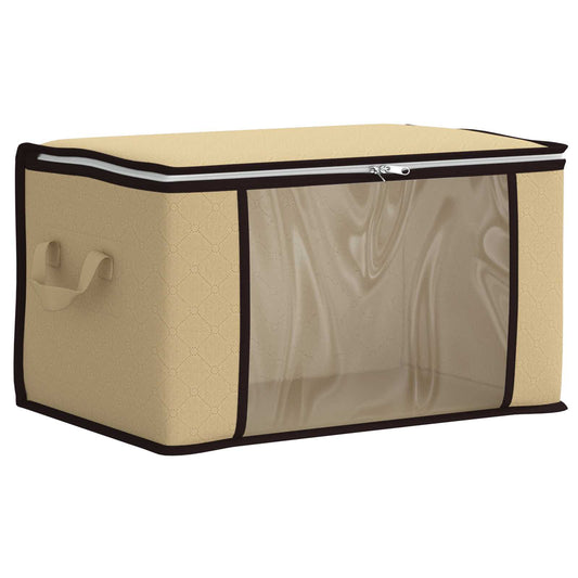 vidaXL Storage Box with Transparent Side Window Cream 50 x 30 x 25 cm