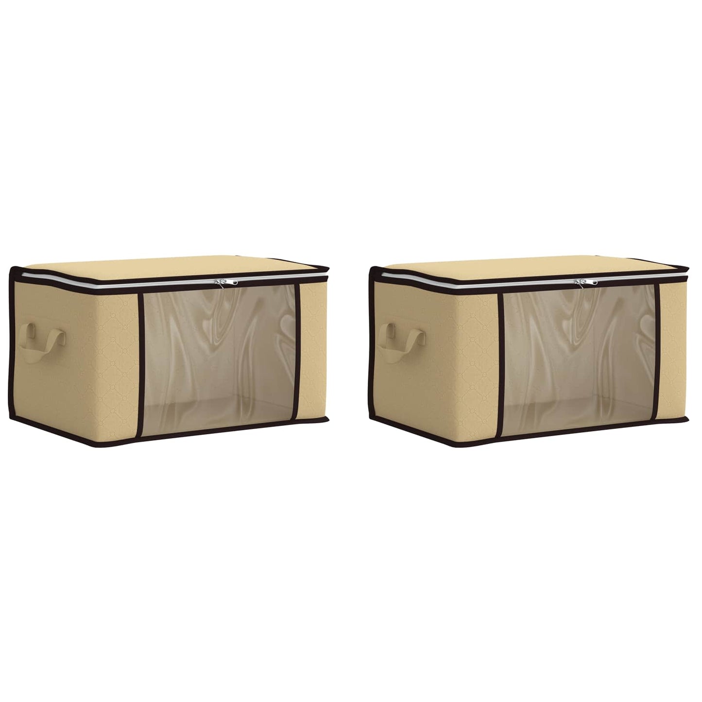 vidaXL Storage Box with Transparent Side Window 2 pcs Cream