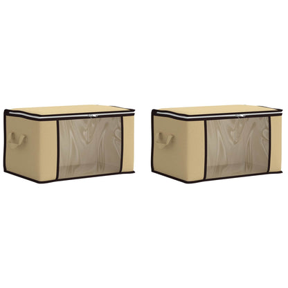 vidaXL Storage Box with Transparent Side Window 2 pcs Cream
