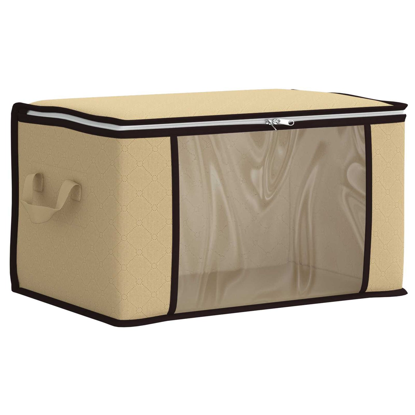vidaXL Storage Box with Transparent Side Window Cream 60 x 43 x 35 cm