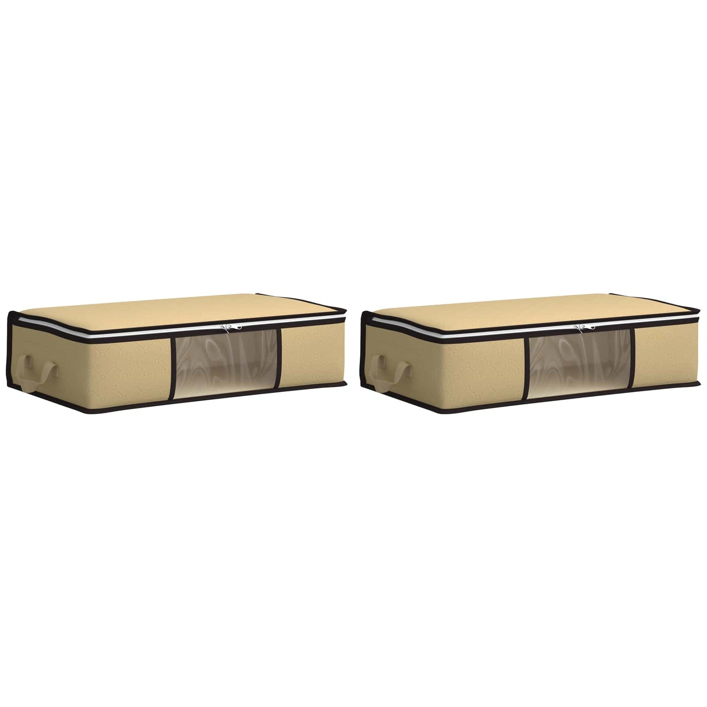 vidaXL Storage Box with Transparent Side Window 2 pcs Cream