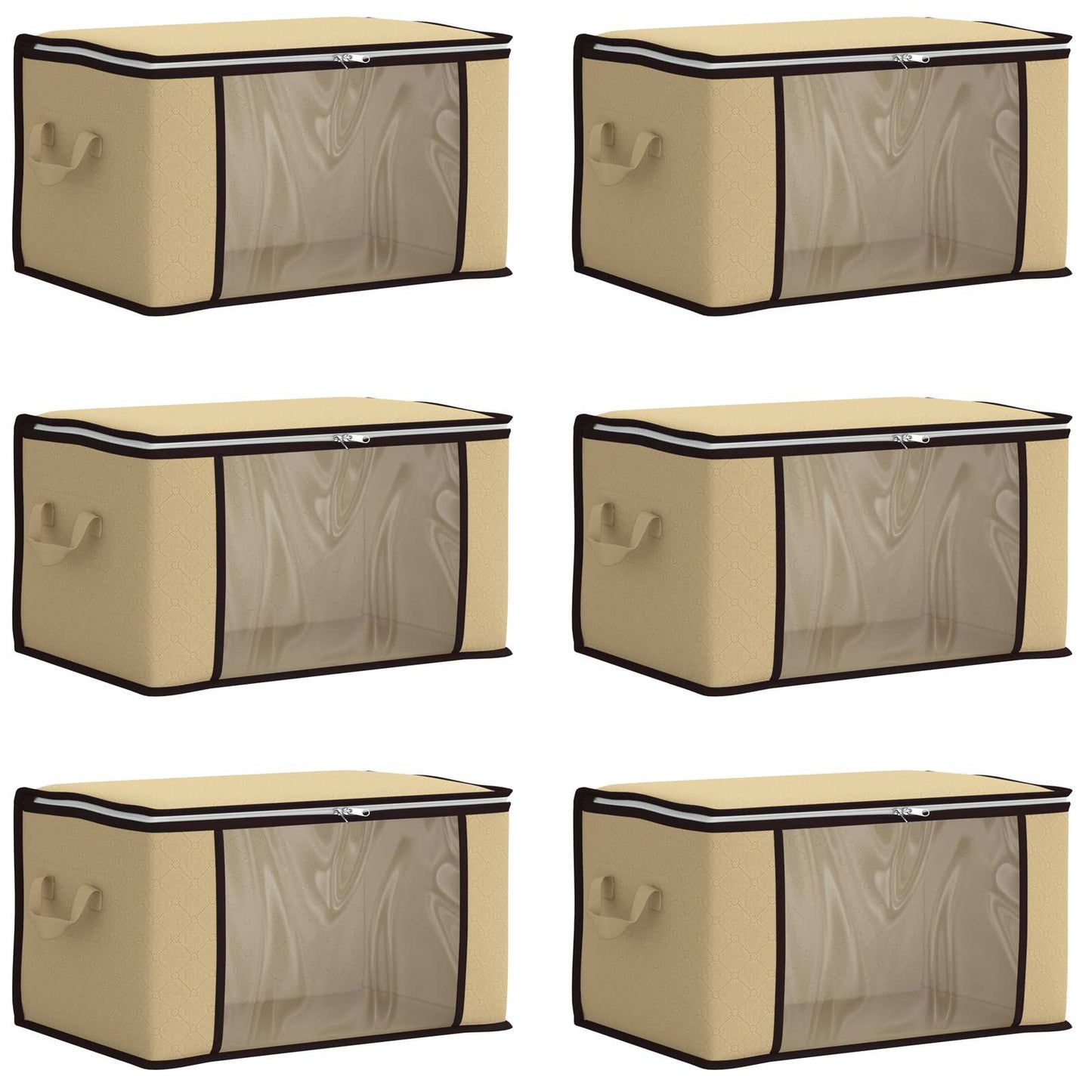 vidaXL Storage Box with Transparent Side Window 6 pcs Cream