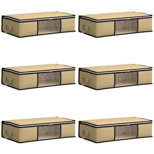 vidaXL Storage Box with Transparent Side Window 6 pcs Cream