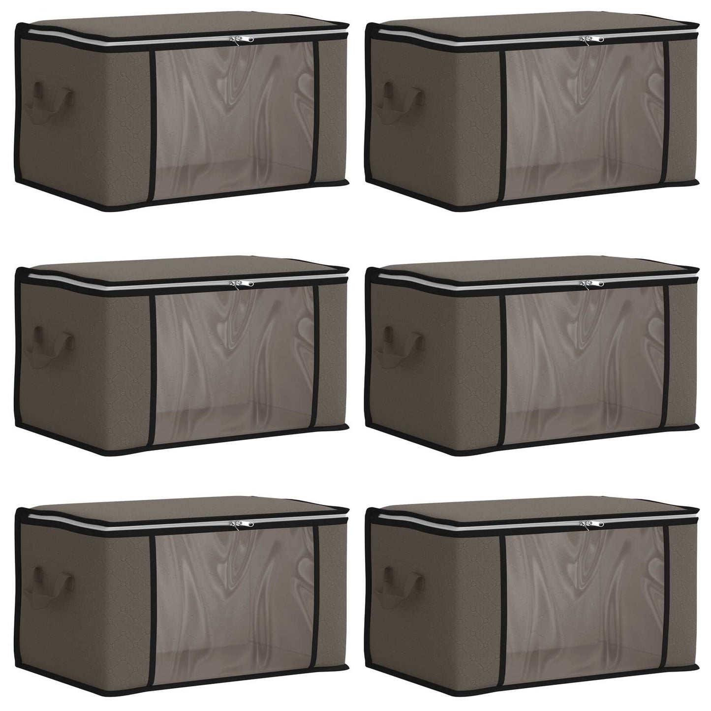 vidaXL Storage Box with Transparent Side Window 6 pcs Grey