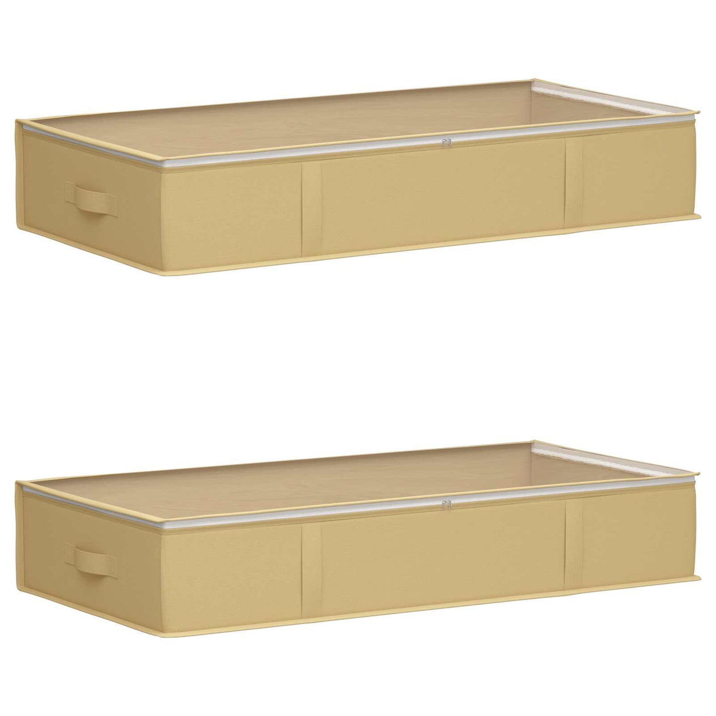 vidaXL Storage Box with Transparent Top Window 2 pcs Cream