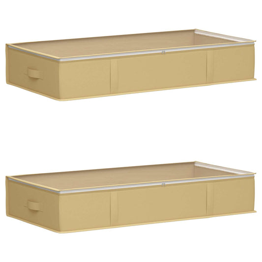 vidaXL Storage Box with Transparent Top Window 2 pcs Cream