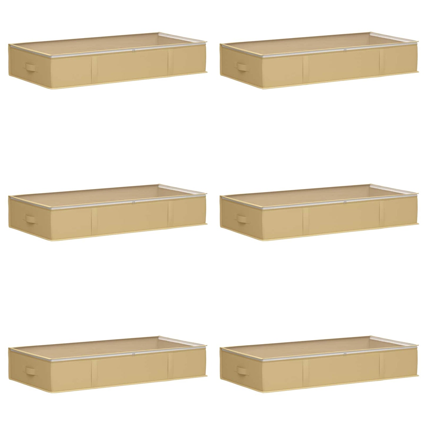 vidaXL Storage Box with Transparent Top Window 6 pcs Cream