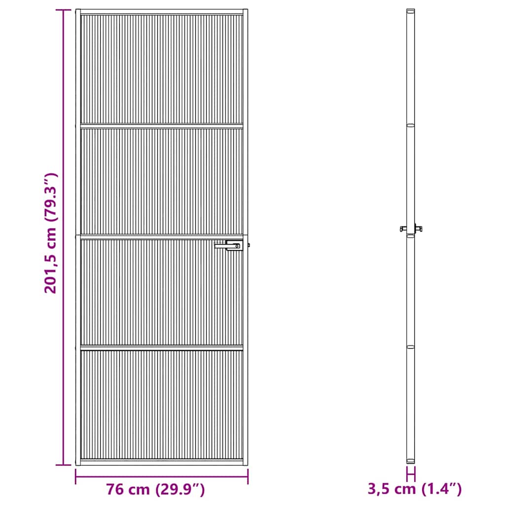 vidaXL Home Door 76 x 201.5 x 3.5 cm Aluminium and Tempered Glass