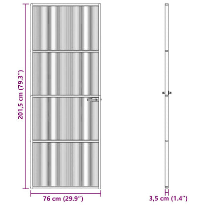 vidaXL Home Door 76 x 201.5 x 3.5 cm Aluminium and Tempered Glass