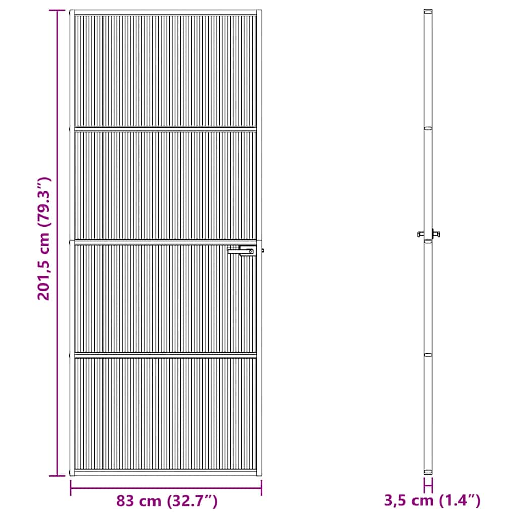 vidaXL Home Door 83 x 201.5 x 3.5 cm Aluminium and Tempered Glass