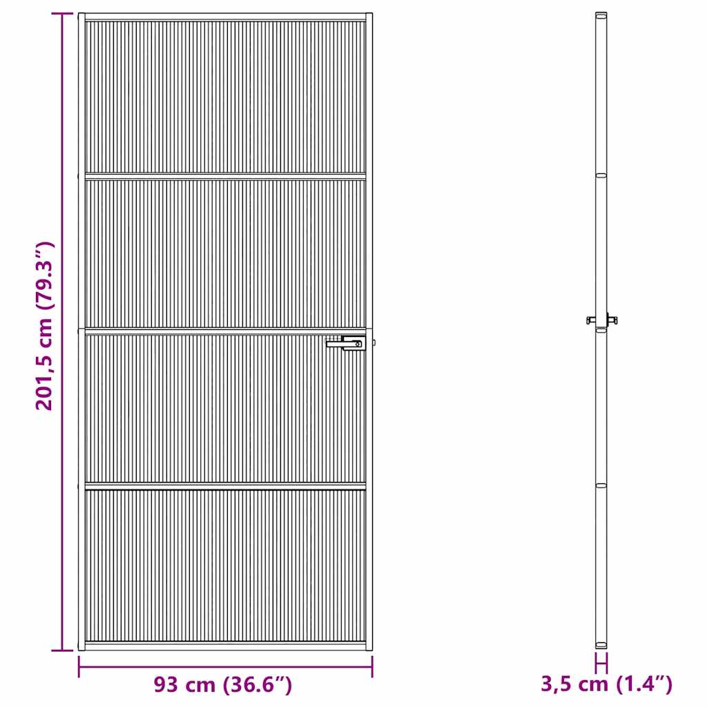 vidaXL Home Door 93 x 201.5 x 3.5 cm Aluminium and Tempered Glass