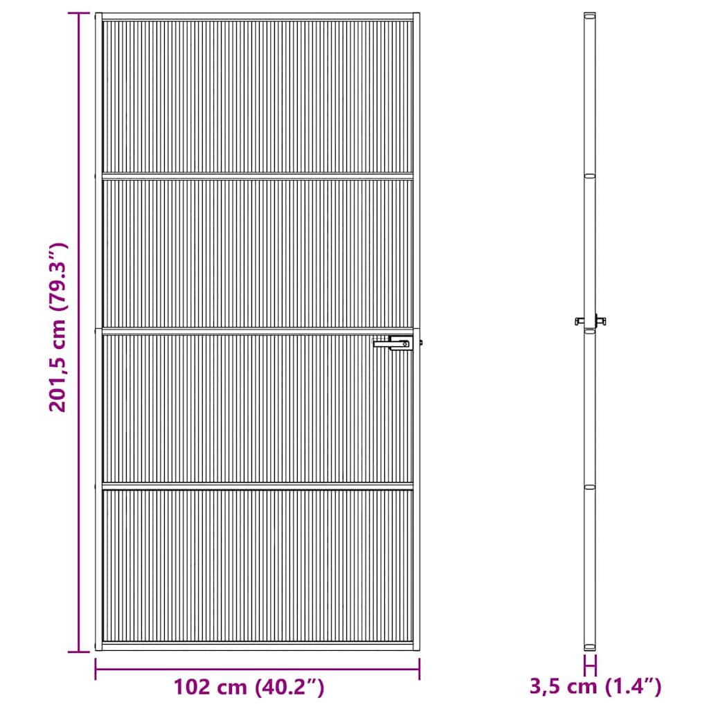 vidaXL Home Door 102 x 201.5 x 3.5 cm Aluminium and Tempered Glass