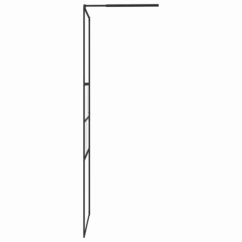 vidaXL Walk-in Shower Wall Black 80 x 195 x 0.5 cm Glass and Aluminium
