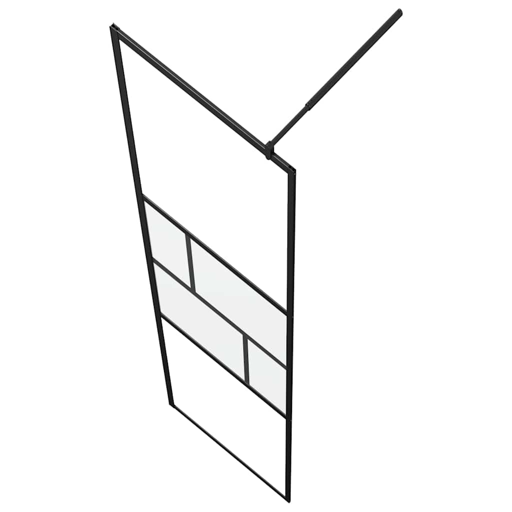 vidaXL Walk-in Shower Wall Black 80 x 195 x 0.5 cm Glass and Aluminium