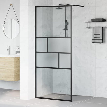 vidaXL Walk-in Shower Wall Black 90 x 195 x 0.5 cm Glass and Aluminium