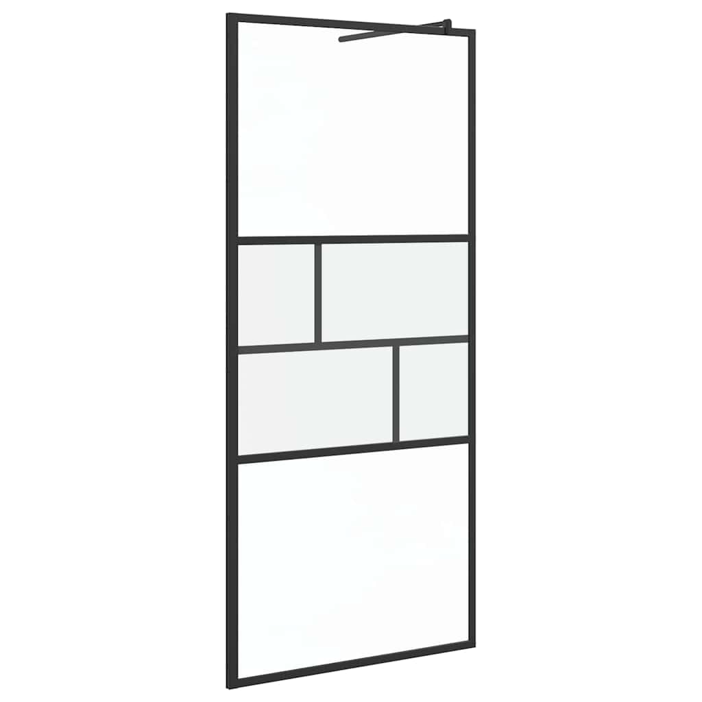 vidaXL Walk-in Shower Wall Black 90 x 195 x 0.5 cm Glass and Aluminium