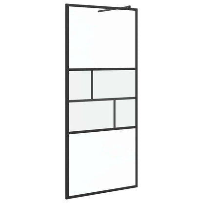 vidaXL Walk-in Shower Wall Black 90 x 195 x 0.5 cm Glass and Aluminium