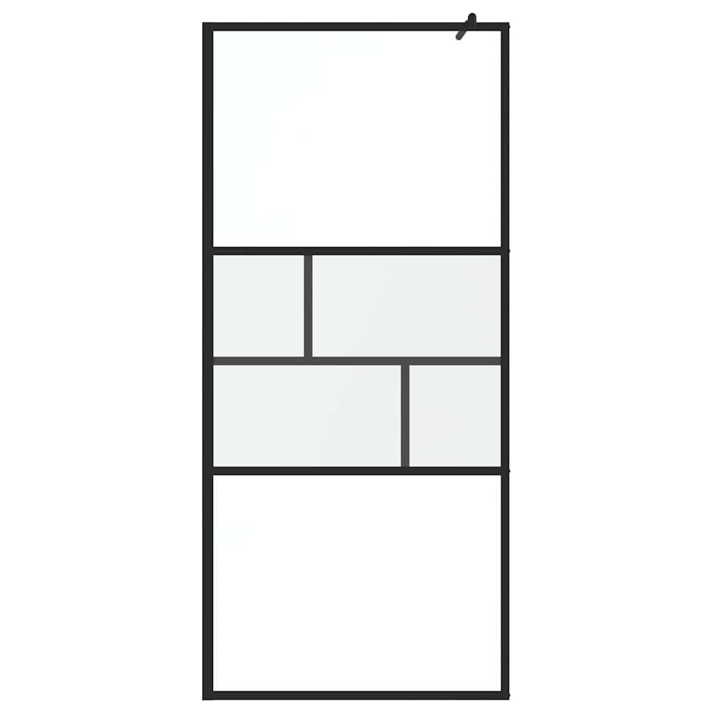vidaXL Walk-in Shower Wall Black 90 x 195 x 0.5 cm Glass and Aluminium