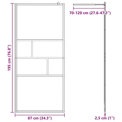 vidaXL Walk-in Shower Wall Black 90 x 195 x 0.5 cm Glass and Aluminium