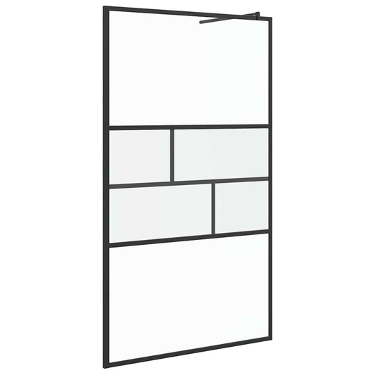 vidaXL Walk-in Shower Wall Black 115 x 195 x 0.5 cm