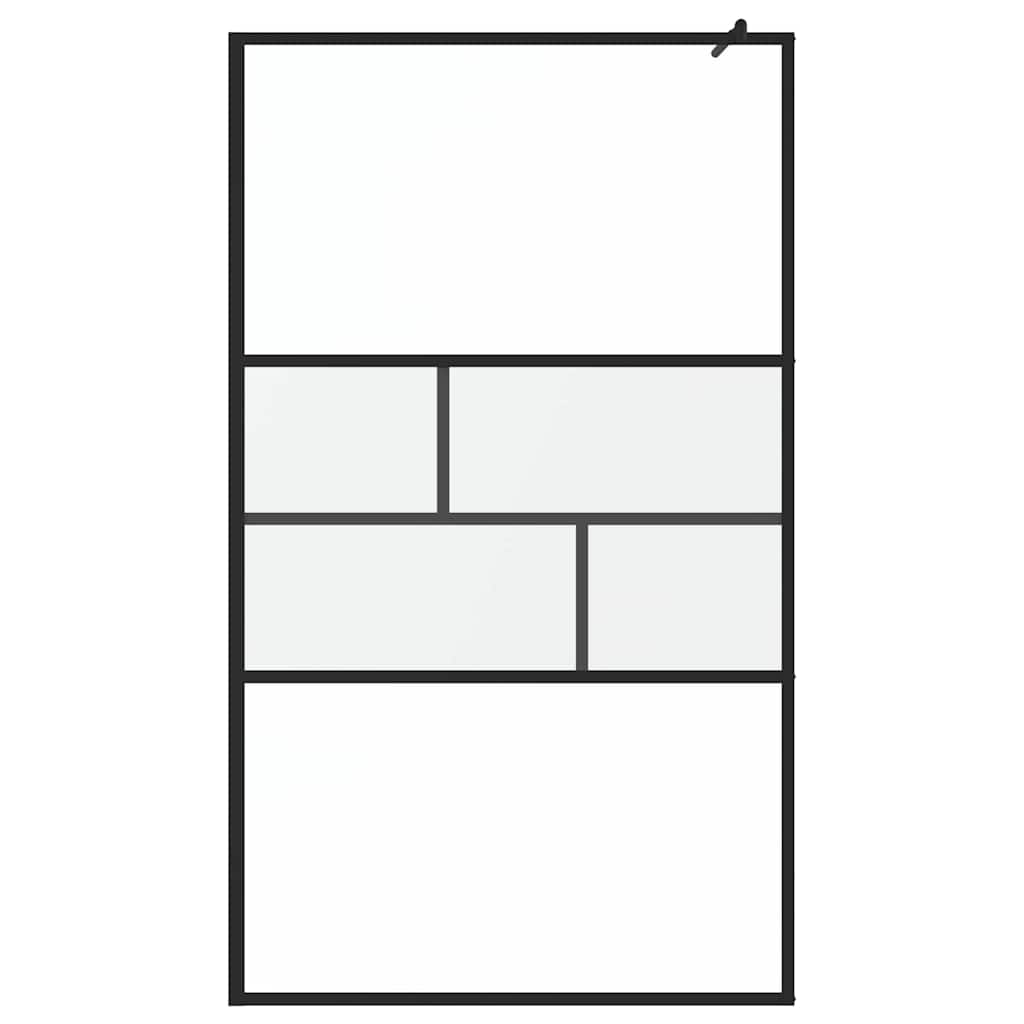 vidaXL Walk-in Shower Wall Black 115 x 195 x 0.5 cm