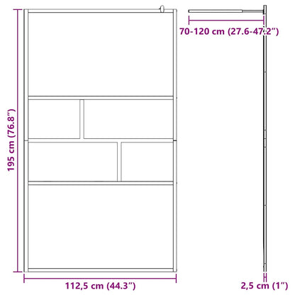 vidaXL Walk-in Shower Wall Black 115 x 195 x 0.5 cm