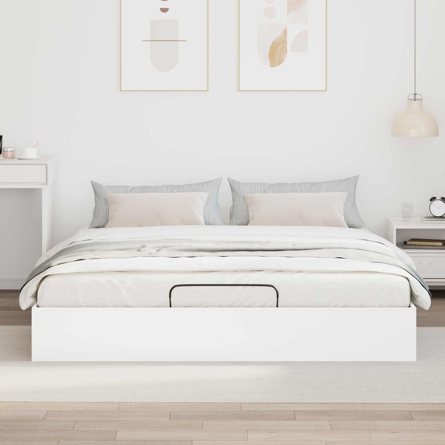 vidaXL Ottoman Bed Frame White 203 x 180 x 25 cm Engineered Wood