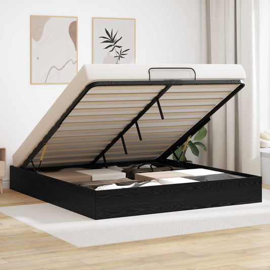 vidaXL Ottoman Bed Frame Black Oak 203 x 180 x 25 cm Engineered Wood