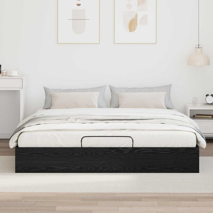 vidaXL Ottoman Bed Frame Black Oak 203 x 180 x 25 cm Engineered Wood