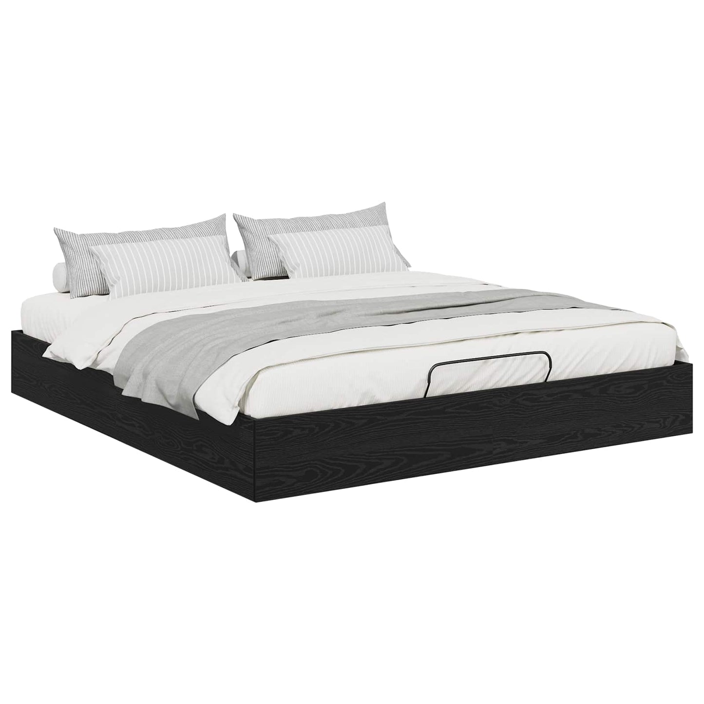 vidaXL Ottoman Bed Frame Black Oak 203 x 180 x 25 cm Engineered Wood