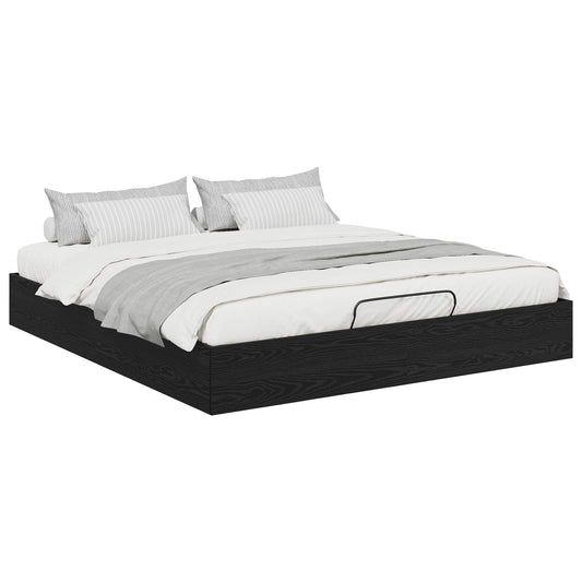 vidaXL Ottoman Bed Frame Black Oak 203 x 180 x 25 cm Engineered Wood