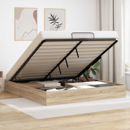 vidaXL Ottoman Bed Frame Sonoma Oak 203 x 180 x 25 cm Engineered Wood