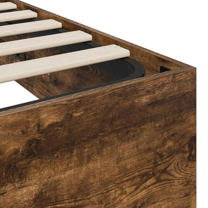 vidaXL Ottoman Bed Frame Smoked Oak 203 x 180 x 25 cm Engineered Wood