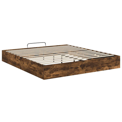 vidaXL Ottoman Bed Frame Smoked Oak 203 x 180 x 25 cm Engineered Wood
