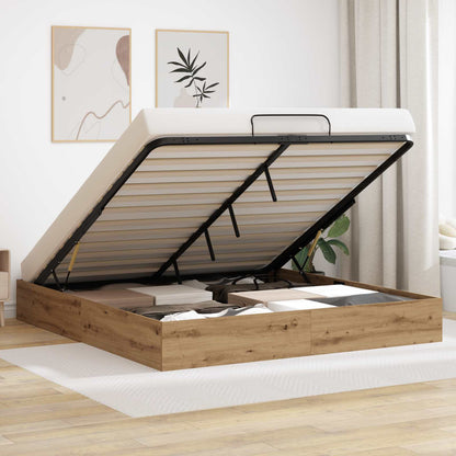 vidaXL Ottoman Bed Frame with Storage Artisian Oak 203 x 180 x 25 cm
