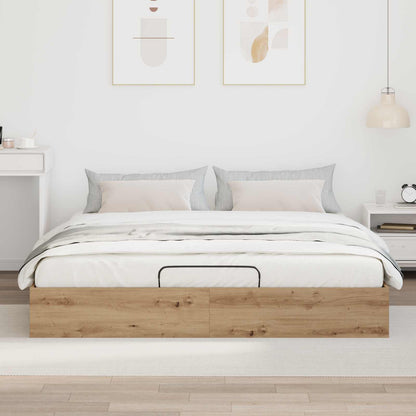 vidaXL Ottoman Bed Frame with Storage Artisian Oak 203 x 180 x 25 cm