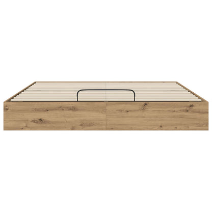 vidaXL Ottoman Bed Frame with Storage Artisian Oak 203 x 180 x 25 cm