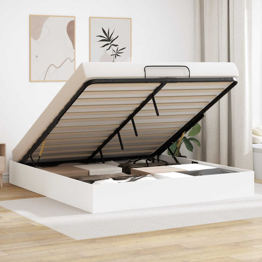 vidaXL Ottoman Bed Frame White 203 x 160 x 25 cm Engineered Wood
