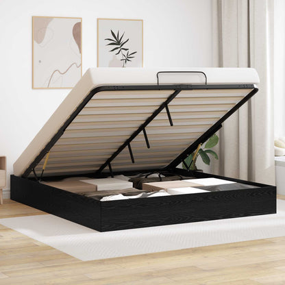 vidaXL Ottoman Bed Frame Black Oak 203 x 160 x 25 cm Engineered Wood