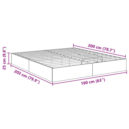 vidaXL Ottoman Bed Frame Black Oak 203 x 160 x 25 cm Engineered Wood
