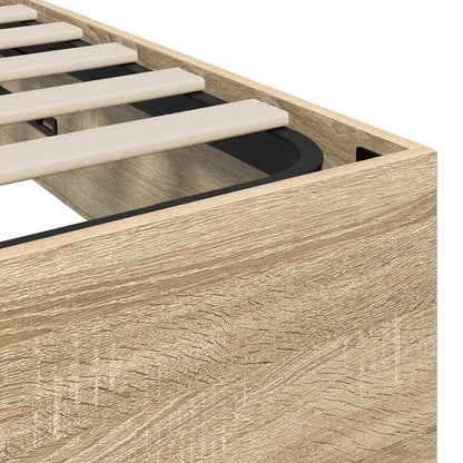 vidaXL Ottoman Bed Frame Sonoma Oak 203 x 160 x 25 cm Engineered Wood