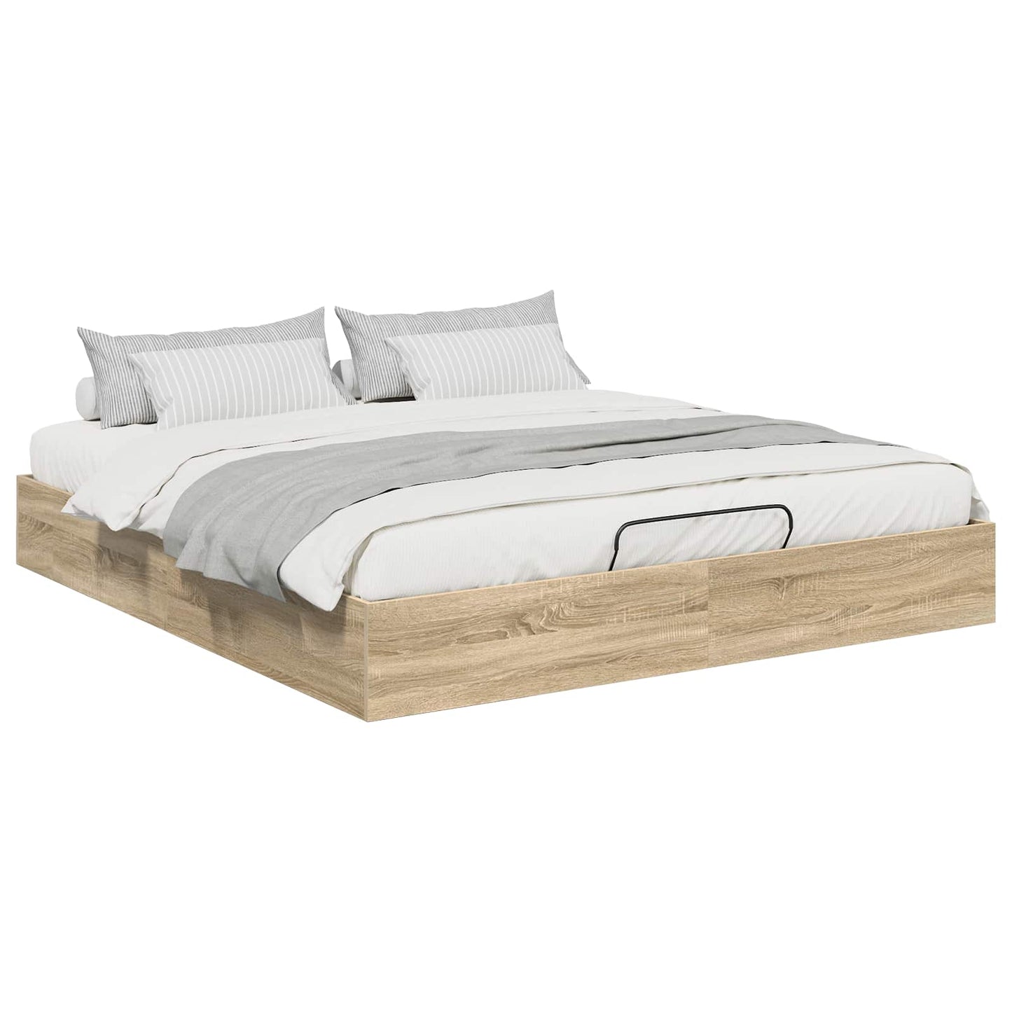 vidaXL Ottoman Bed Frame Sonoma Oak 203 x 160 x 25 cm Engineered Wood