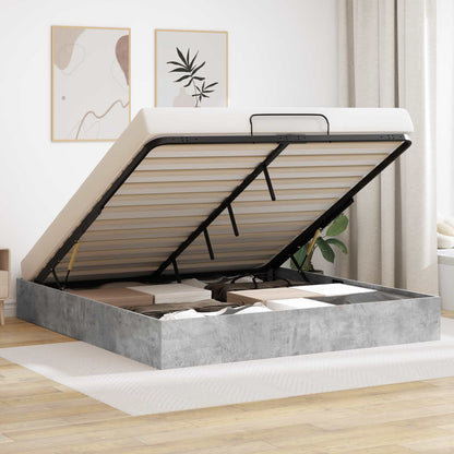 vidaXL Ottoman Bed Frame with Storage Concrete Grey 203 x 160 x 25 cm