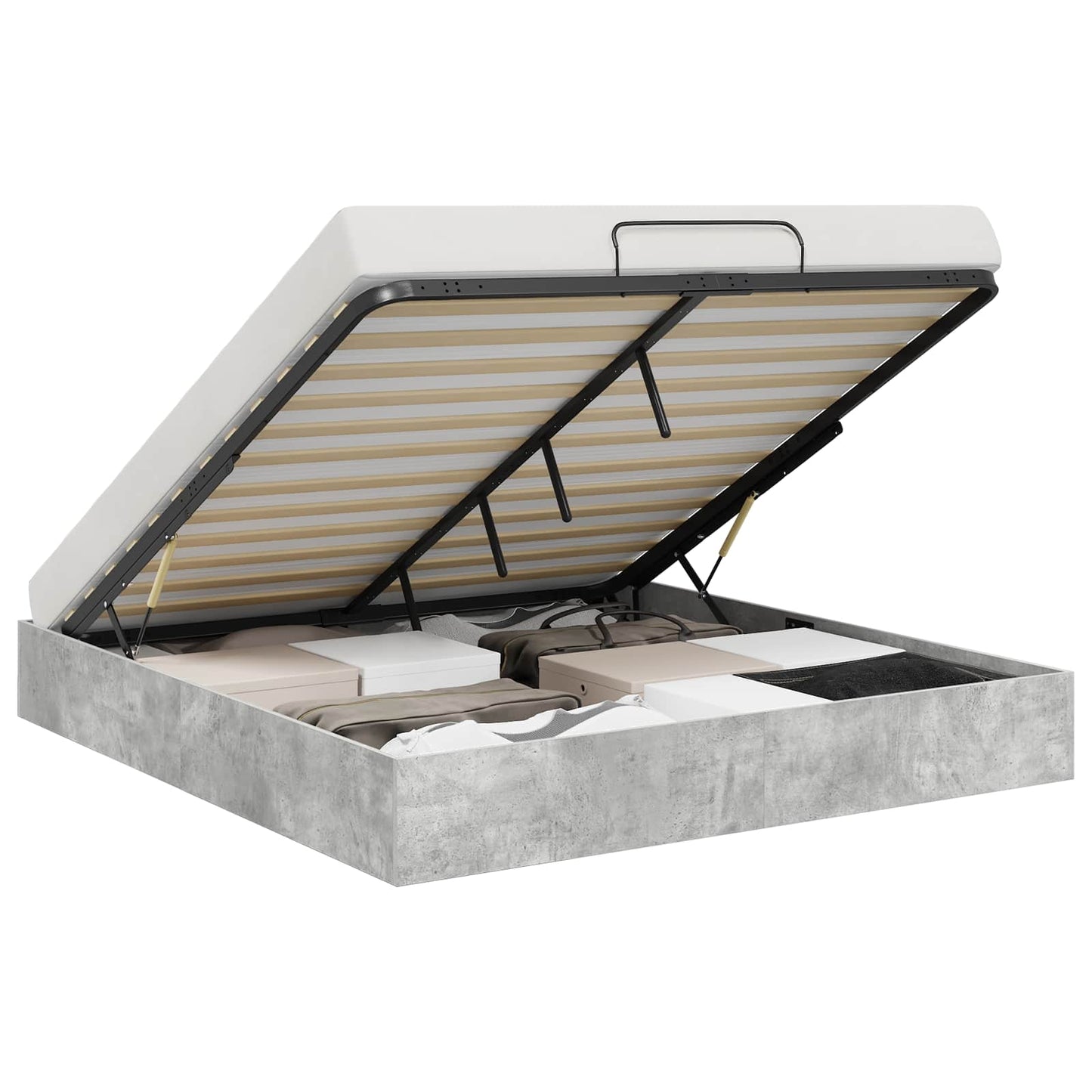 vidaXL Ottoman Bed Frame with Storage Concrete Grey 203 x 160 x 25 cm