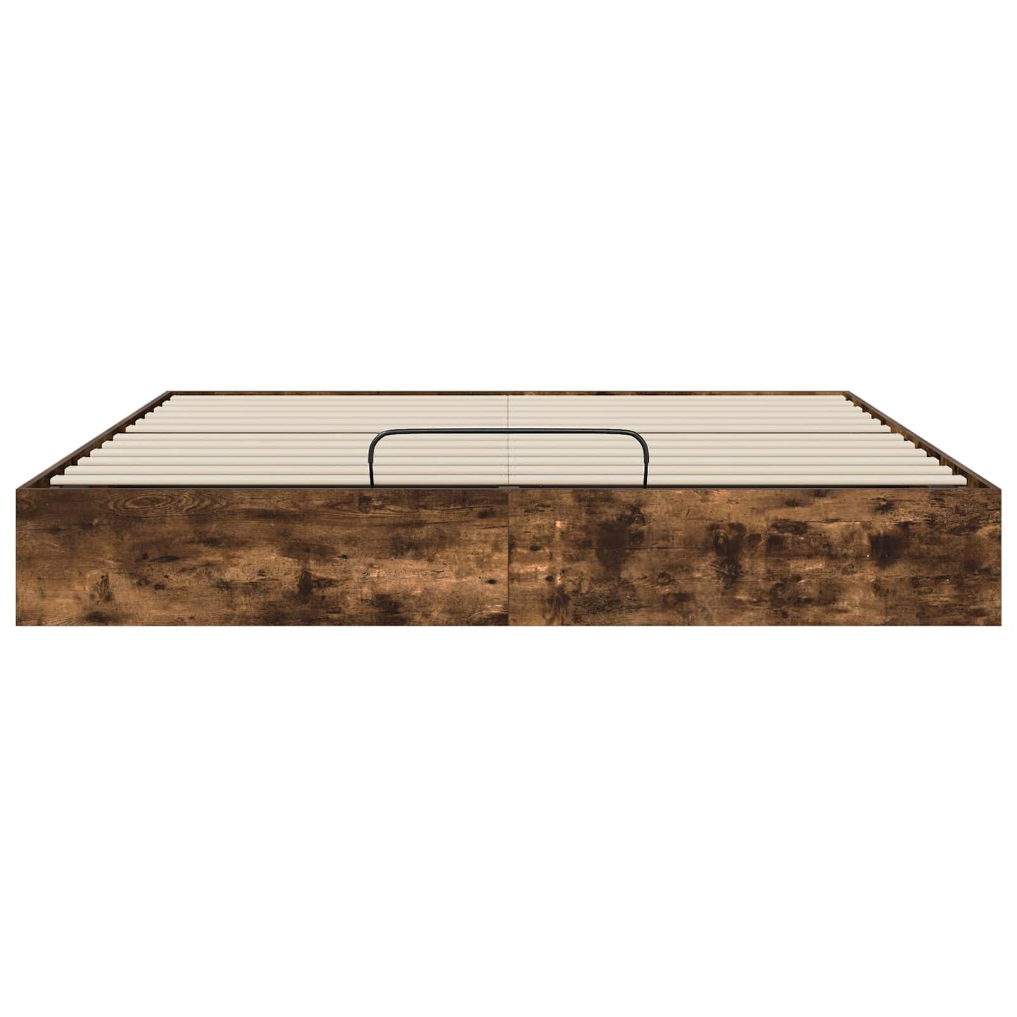 vidaXL Ottoman Bed Frame Smoked Oak 203 x 160 x 25 cm Engineered Wood