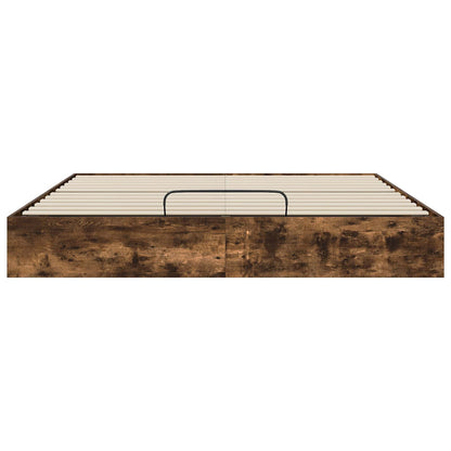 vidaXL Ottoman Bed Frame Smoked Oak 203 x 160 x 25 cm Engineered Wood