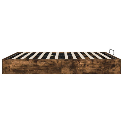 vidaXL Ottoman Bed Frame Smoked Oak 203 x 160 x 25 cm Engineered Wood
