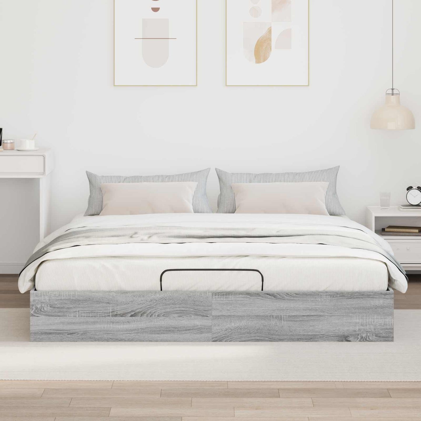 vidaXL Ottoman Bed Frame Grey Sonoma 203 x 160 x 25 cm Engineered Wood